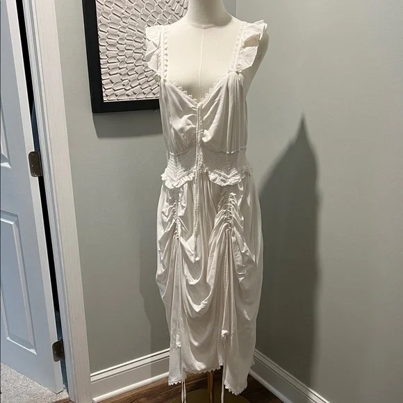 Elegant White Draped Women's Dress - Picture 1 of 5